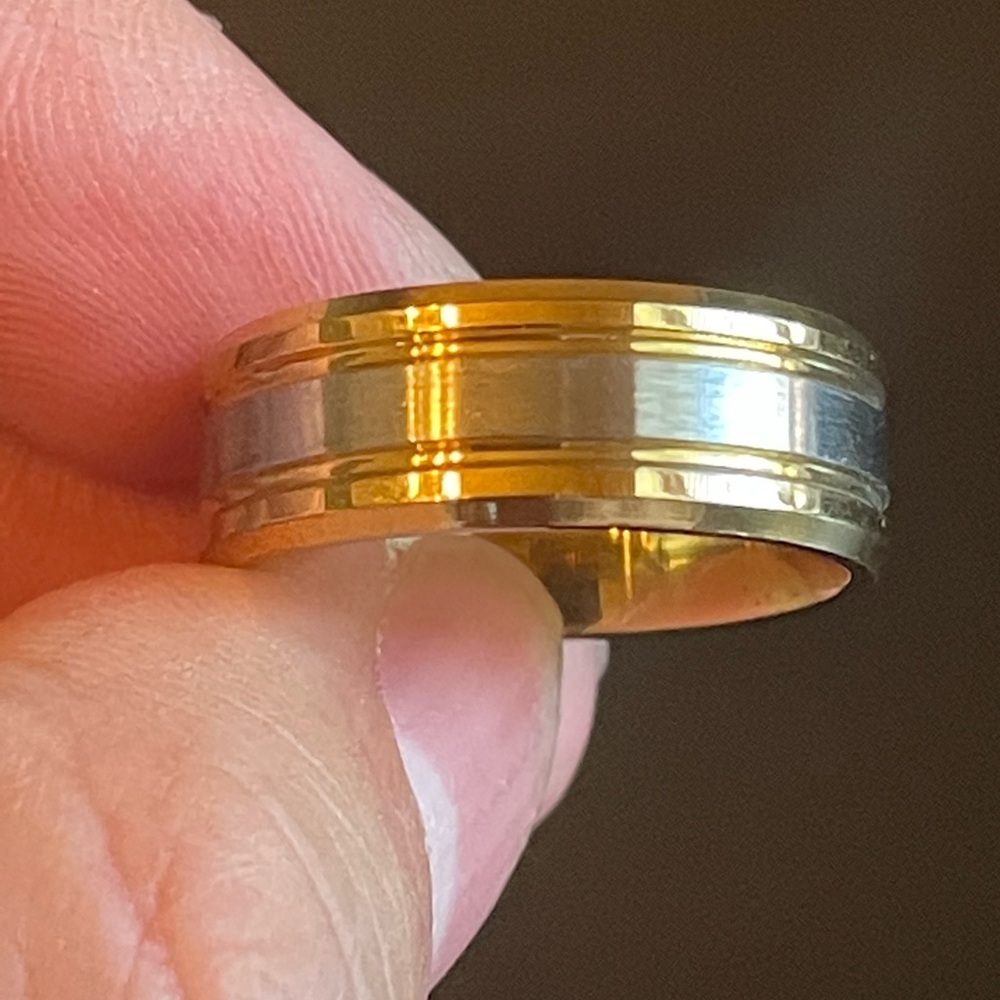 Elegant Gold and Silver titanium steel Band Ring - Picture 6 of 10